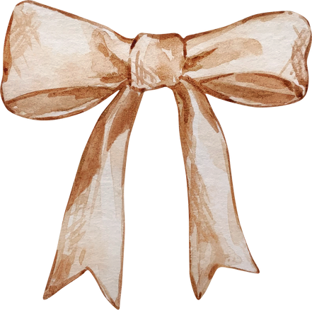 Watercolor beige bow for month birthday flower